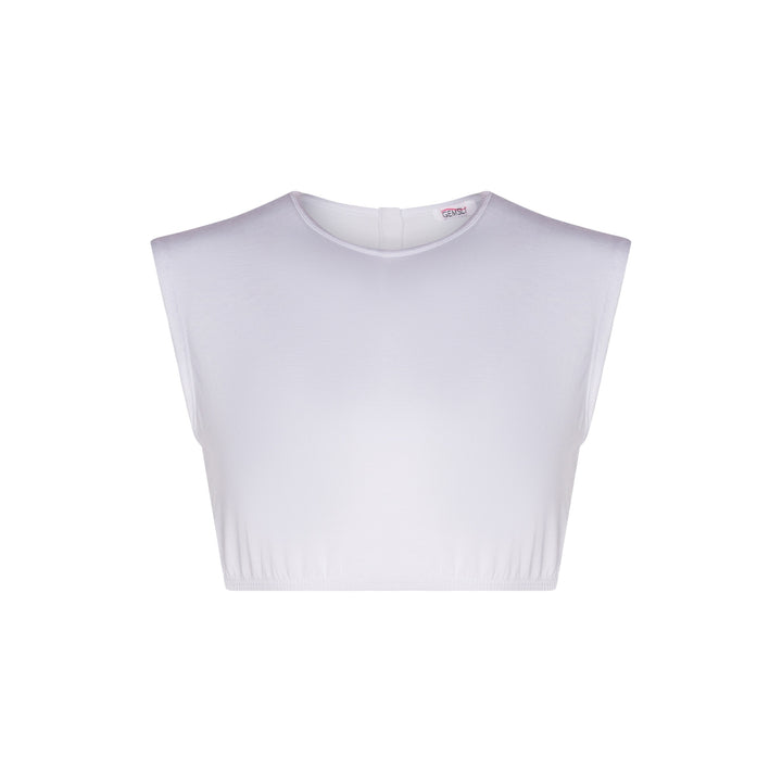 shell crop sleeveless organic cotton - white