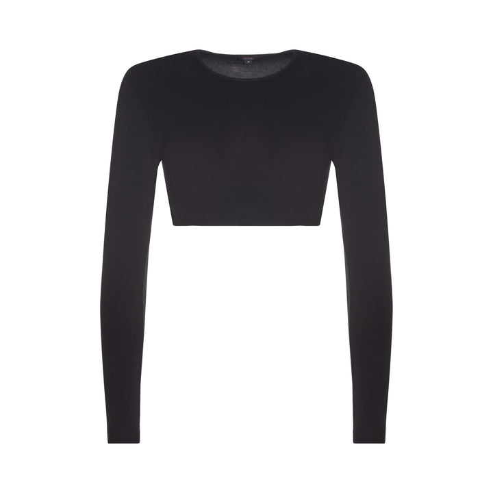 shell long sleeve crop organic cotton - black